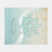 Beach House Nautical Boat Helm Aqua Blue ID623 Fleece Deken (Voorkant (Horizontaal))