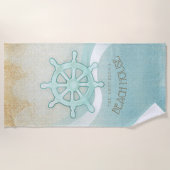 Beach House Nautical Boat Helm Aqua Blue ID623 Strandlaken (Voorkant)