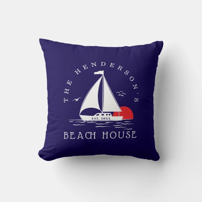 Beach House  Nautical boat Sunset Vacation Kussen (Voorkant)