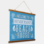 Beach House Nautical Coastal Shells Aangepaste naa Hangend Wandkleed (Gebogen)
