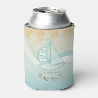 Beach House Nautical Sailboat Aqua Blue ID623 Blikjeskoeler