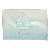 Beach House Nautical Sailboat Aqua Blue ID623 Kussensloop (Voorkant)