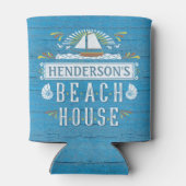 Beach House Nautical Sailboat Seashells Naam toevo Blikjeskoeler (Achterkant)