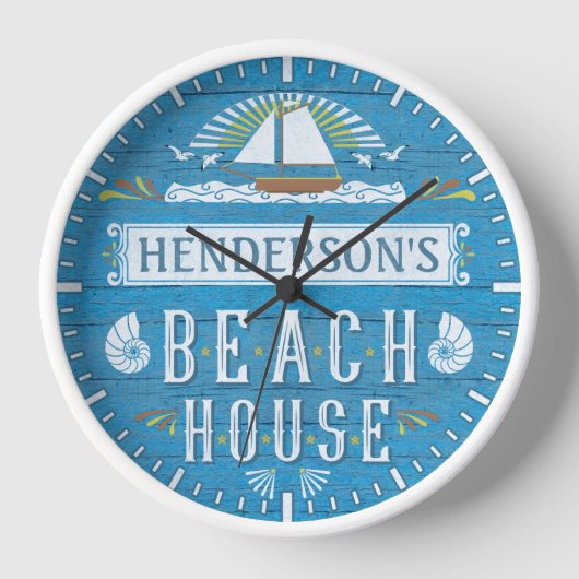 Beach House Nautical Sailboat Shells Aangepaste na (Voorkant)
