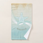 Beach House Nautical Starfish Aqua Blue ID623 (Serviette à main)