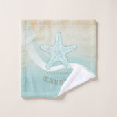 Beach House Nautical Starfish Aqua Blue ID623 (Gant de toilette)