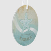 Beach House Nautical Starfish Aqua Blue ID623 Ornament (voorkant)