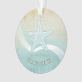 Beach House Nautical Starfish Aqua Blue ID623 Ornament (voorkant)