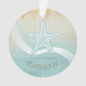 Beach House Nautical Starfish Aqua Blue ID623 Ornament (voorkant)