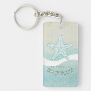 Beach House Nautical Starfish Aqua Blue ID623 Sleutelhanger