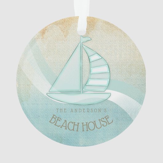 Beach House Nautical Voilier Aqua Blue ID623 (dos)