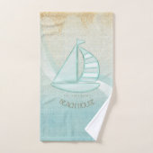 Beach House Nautical Voilier Aqua Blue ID623 (Serviette à main)