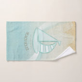 Beach House Nautical Voilier Aqua Blue ID623 (Serviette à main)