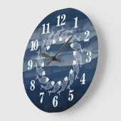 Beach House Navy Blue Fish Ocean Large Clock Grote Klok (Hoek)