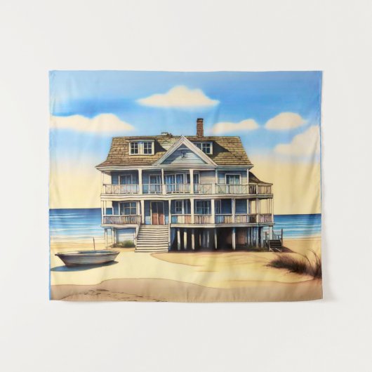 Beach House op het zand Wandkleed (Voorkant (horizontaal))