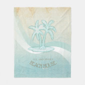 Beach House Palm Trees Aqua ID623 Fleece Deken (Voorkant)