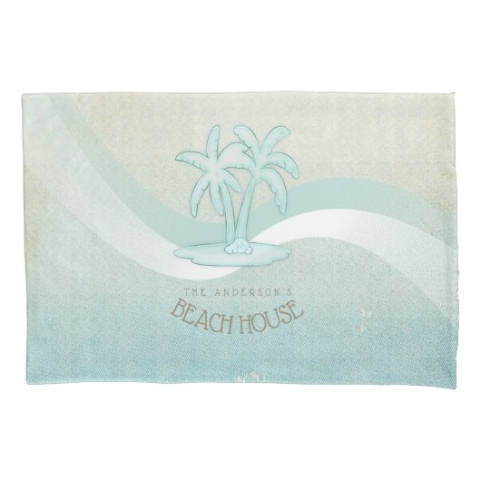 Beach House Palm Trees Aqua ID623 Kussensloop (Voorkant)