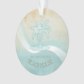 Beach House Palm Trees Aqua ID623 Ornament (voorkant)