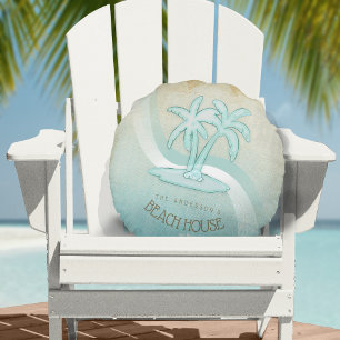 Beach House Palm Trees Aqua ID623 Rond Kussen