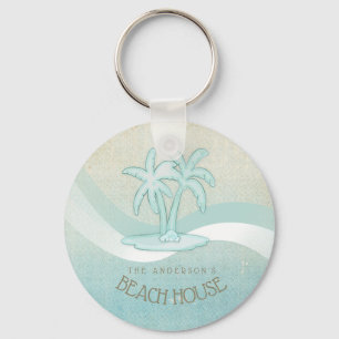 Beach House Palm Trees Aqua ID623 Sleutelhanger