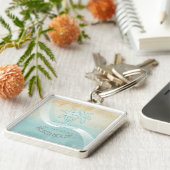 Beach House Palm Trees Aqua ID623 Sleutelhanger (Zijkant)