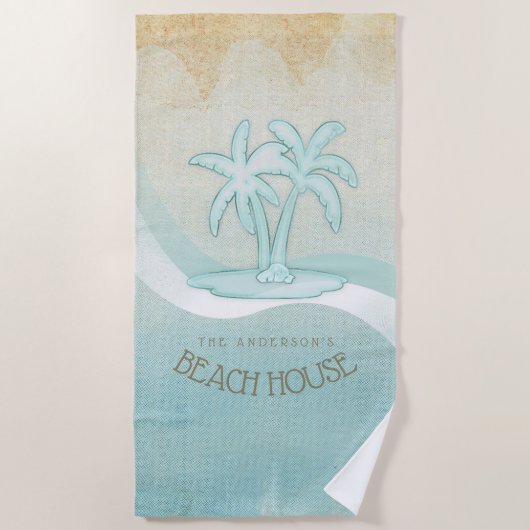 Beach House Palm Trees Aqua ID623 Strandlaken (Voorkant)
