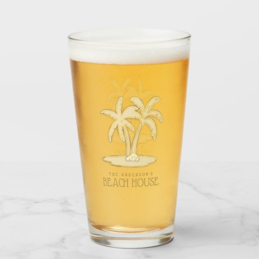 Beach House Palm Trees Gold ID623 Glas (Voorkant gevuld)