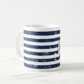  Beach House Personalized Navy and White Koffiemok (Voorkant links)