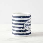  Beach House Personalized Navy and White Koffiemok (Center)