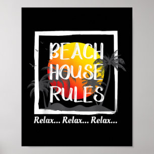 Beach House Regels Zomervakantie T Shirt cadeau vo Poster