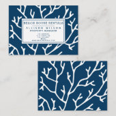 Beach House Rentals - Coral Pattern Blauwgroen Blu Visitekaartje (Voorkant / Achterkant)