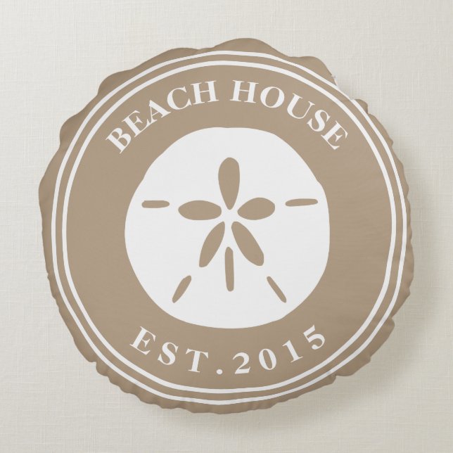 Beach House Rond Kussen (Achterkant)