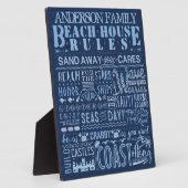 Beach House Rules Coastal Blue Custom Name Fotoplaat (Zijkant)