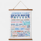 Beach House Rules Family Cottage | Aangepaste kust Hangend Wandkleed (Voorkant)