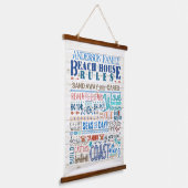 Beach House Rules Family Cottage | Aangepaste kust Hangend Wandkleed (Gebogen)