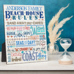 Beach House Rules Family Sign   Aangepast vermogen Fotoplaat