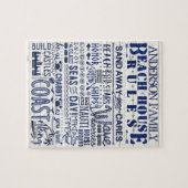 Beach House Rules Navy Blue | Aangepaste gezinsher Legpuzzel (Horizontaal)