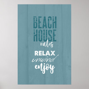 Beach House Rules Relax Unwind   POSTER