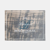 Beach House Rustic Wood Effect Blue Initiaal Scrip Deurmat (Voorkant)