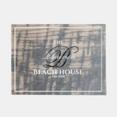 Beach House Rustic Wood Effect White Name Script Deurmat (Voorkant)