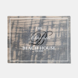 Beach House Rustic Wood Effect White Name Script Deurmat