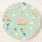 Beach House Sand Castle Seashell Kust Zandsteen Onderzetter (Voorkant)