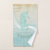 Beach House Seahorse Aqua Blue ID623 (Serviette à main)