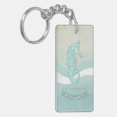 Beach House Seahorse Aqua Blue ID623 Sleutelhanger (Voorkant Links)