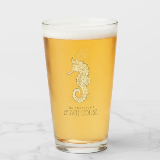 Beach House Seahorse Gold ID623 Glas (Voorkant gevuld)