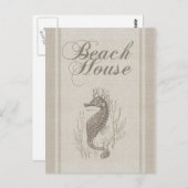 Beach House Seahorse Seashore Briefkaart (Voorkant / Achterkant)