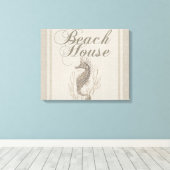 Beach House Seahorse Seashore Canvas Afdruk (Insitu (Houten vloer))