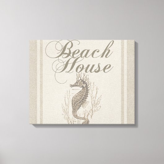 Beach House Seahorse Seashore Canvas Afdruk (Voorkant)