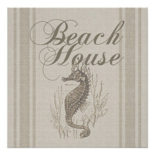 Beach House Seahorse Seashore Perfect Poster