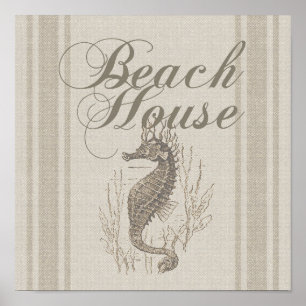 Beach House Seahorse Seashore Poster